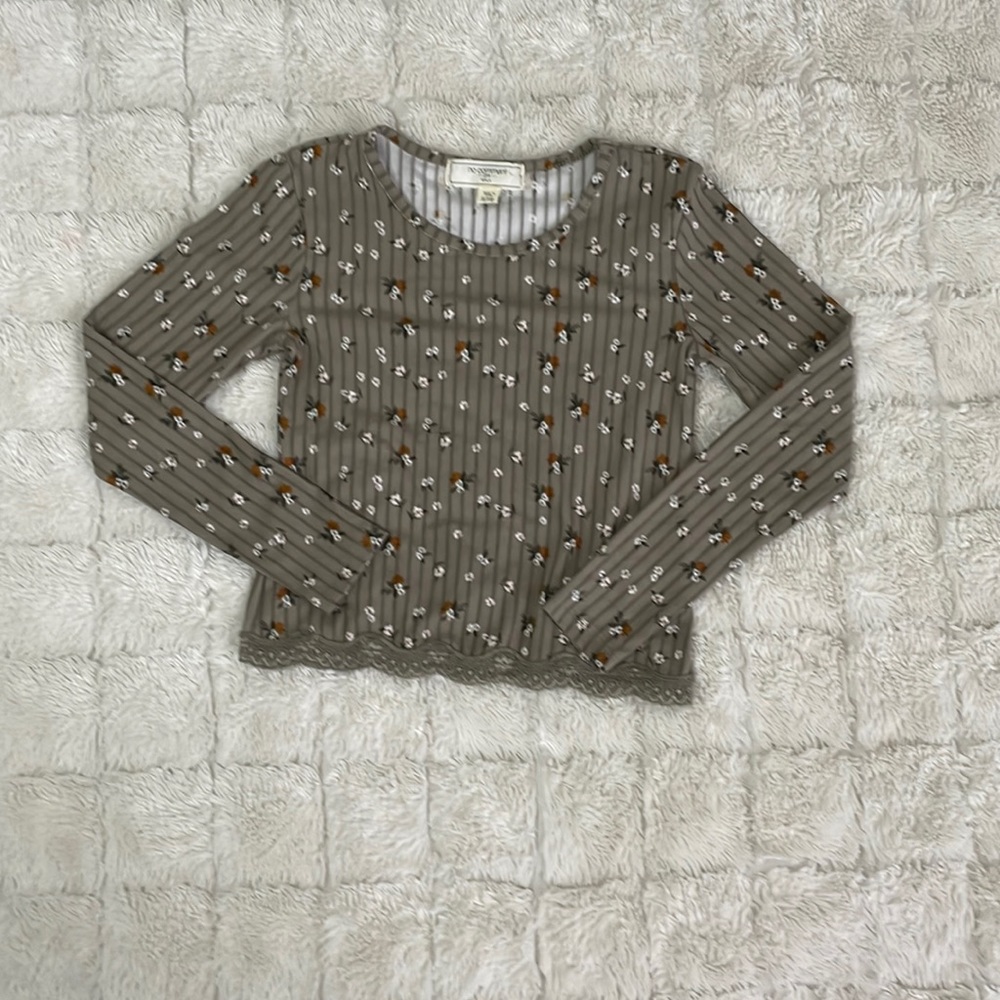 NYLA,Green,Brown,White,Flower Shirt Size 7/8